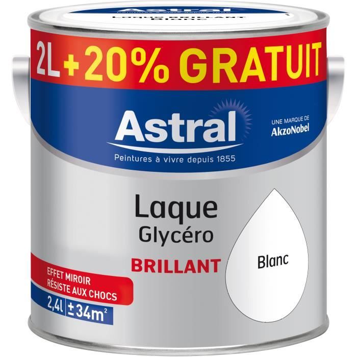 Laque brillant 2L + 20% gratuit blanc