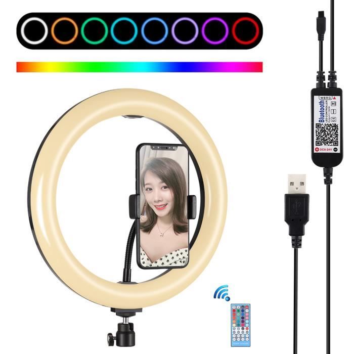 VICICA 10,2 pouces Anneau lumineux avec télécommande,USB Anneau Selfie trépied lumineux LED à intensité variable
