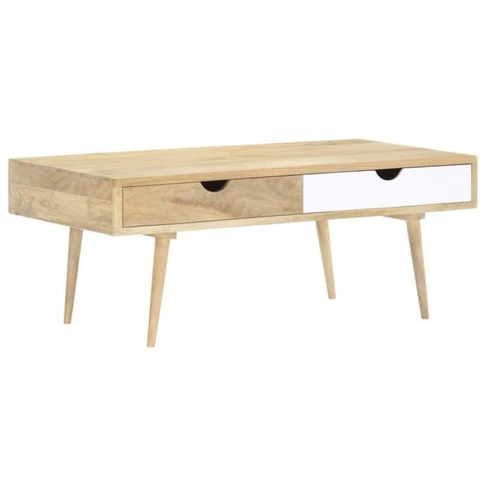 Table Basse Table de salon Industrielle 117x55x45 cm Bois de manguier massif