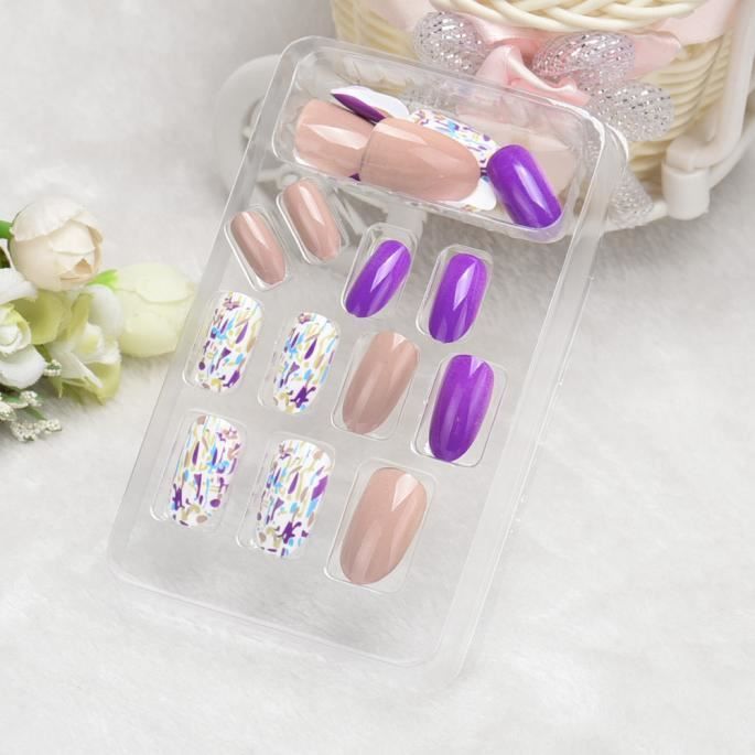 24 PCs fashion nail art plein faux faux artificiel ongles conseils style français nouveau MANUCURE 4473