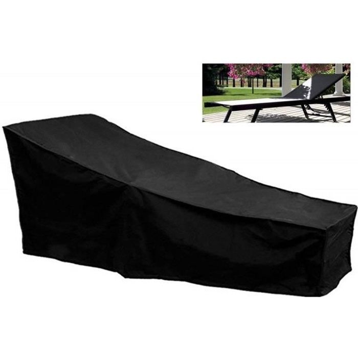 Housse Bain de Soleil Chaise Longue Jardin Terrasse, Couverture Protection Bâche Bain de Soleil Chaise Longue 208 x 79 x 76cm, Noir