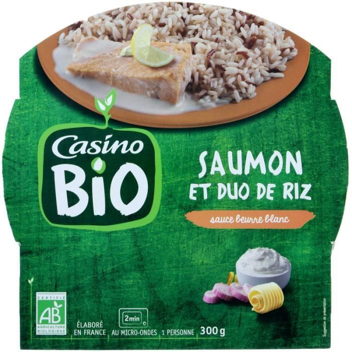 CASINO Saumon et Duo de Riz sauce Beure Bio - 300G
