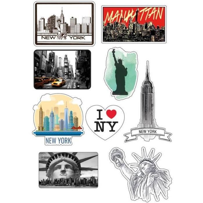 Planche format A4 stickers New York