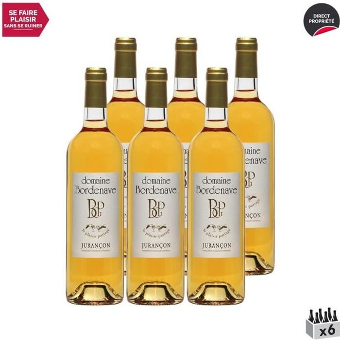 Jurançon Moelleux Le Plaisir Partagé Gros Manseng Blanc 2019 - Lot de 6x75cl - Domaine Bordenave - Vin Doux AOC Blanc du Sud-Ouest