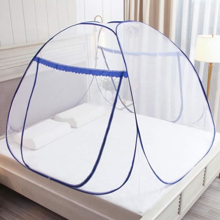 Moustiquaire Pop Up pour lit double, fermeture à glissière à double porte, moustiquaire de voyage, installation facile et rapide