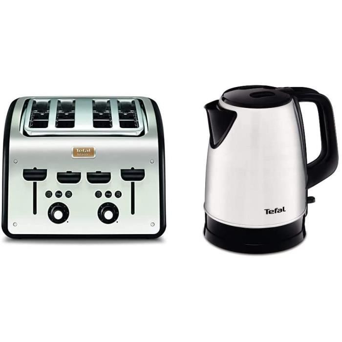 Bouilloires électriques Tefal Grille Pain Maison 4 fentes 2 Chambres Indeacutependantes de Cuisson Inox et Noir TEFAL Bouilloir599