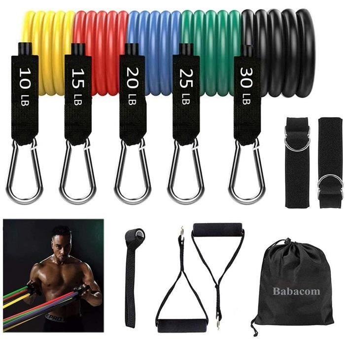 BARRE HALTERE POIDS Bandes de Résistance Set Bands de Fitness Elastique Musculation en Latex Professionnels Entraîn227