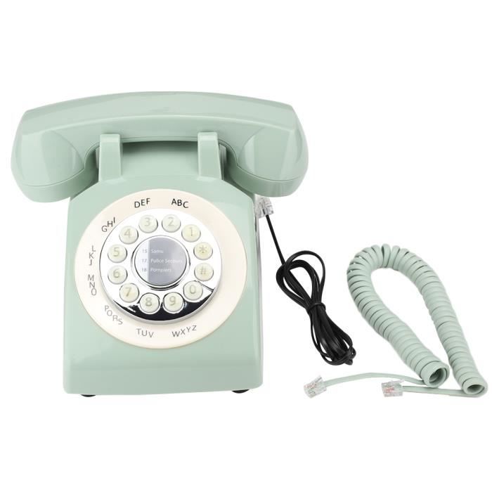 Garosa Téléphone vintage Téléphone Fixe Vintage Rétro Téléphone Professionnel Téléphone de Bureau (Vert)