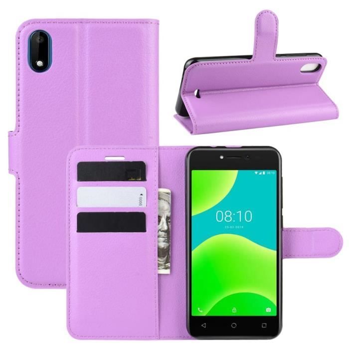Coque Folio Wiko Y50, Violet Couleur Integrale Antichoc Protection Élégant Souple Slim Bumper Anti-rayures