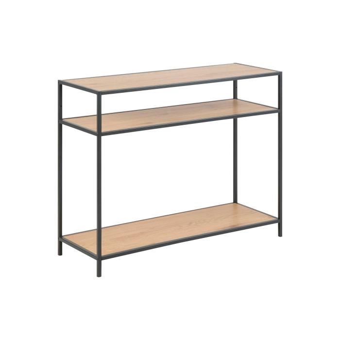 Console Dover avec décor en chêne sauvage et cadre noir mat.