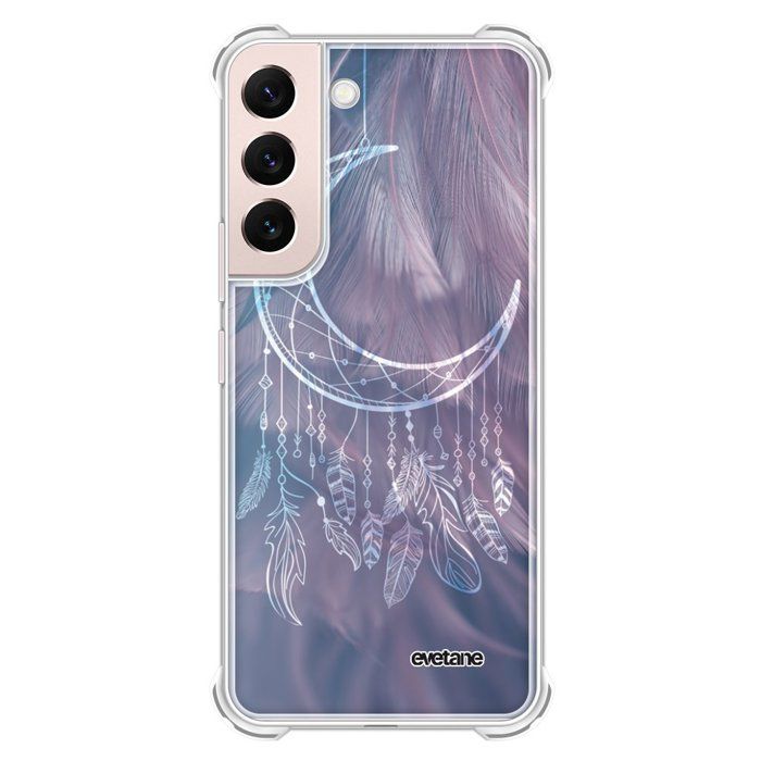Coque souple renforcée pour Samsung Galaxy S22 5G - EVETANE - Modèle : Lune Attrape Rêve
