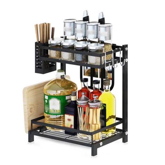 Organisateur de support à épices, ETAGERE A EPICES de comptoir de cuisine avec baguettes à couverts planche à découper -HEG