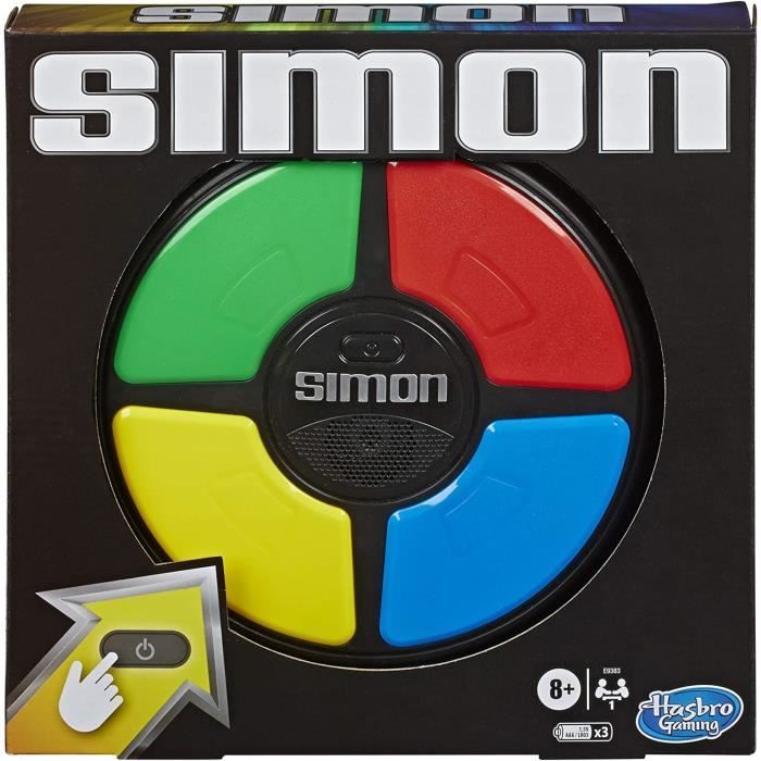 Simon, jeu de memoire electronique, pour enfants, a partir de 8 ans, jeu avec sons et lumieres qui tient dans la main, Simon