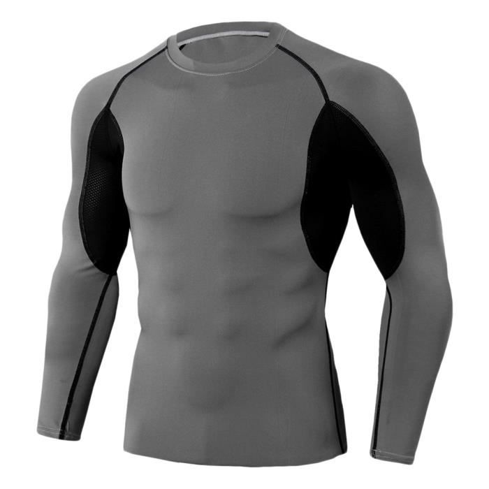 Tee Shirt De Sport Pour Homme Manches Longues Haut De Compression Base Layer Séchage Rapide TC90 M