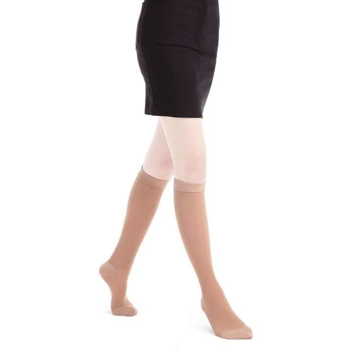 Fytto 1007 Mi-Bas Fins de Contention Classe 2, Compression Médicale Graduée 15-20mmHg, Chaussettes de Maintien, Hauteur Genou, Femme