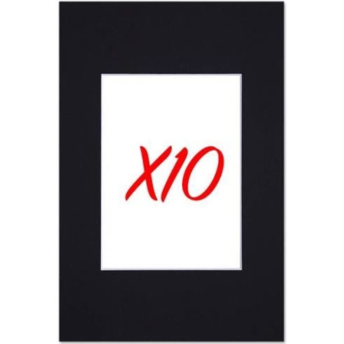 Lot de 10 passe-partouts standard noir pour cadre et encadrement photo - Nielsen - Cadre 20 x 30 cm - Ouverture 12 x 17 cm