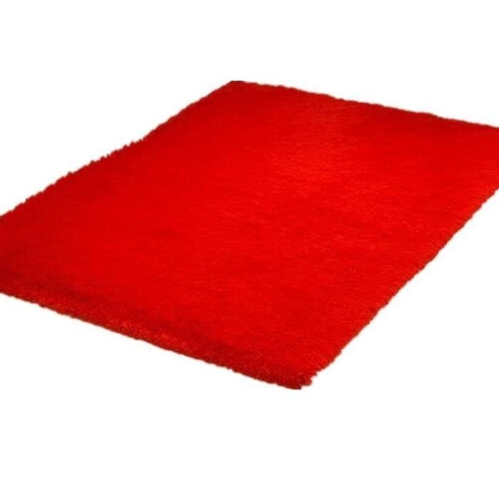 Moelleux tapis tapis antidérapant Shaggy tapis de sol tapis de sol fournitures de salon rouge doux, 80 * 200 CM
