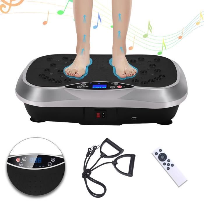 SINBIDE® Plaque Vibrante Fitness Plateforme Vibrante Bluetooth Charge MAX150KG 120 Vitesses Réglables + 2 Corde de résistance