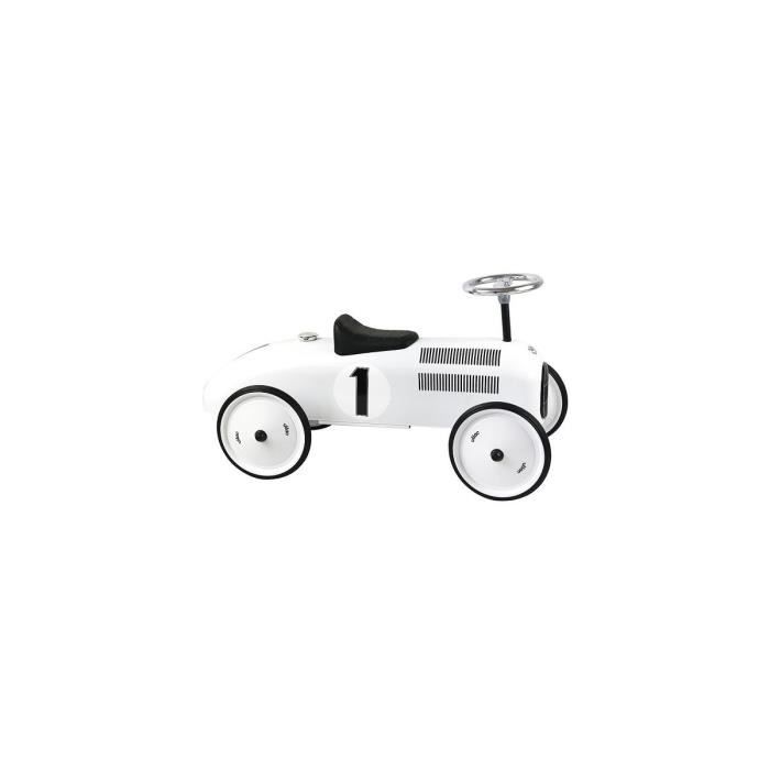 Porteur bebe - Voiture de course retro en metal Vilac - Coloris Blanc polaire - Des 18 mois / 20 kg max