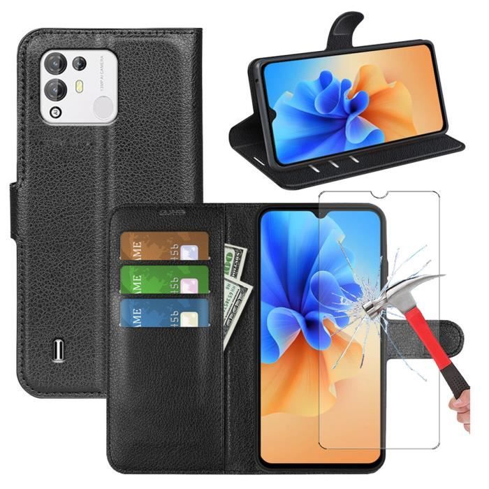 Etui Coque Blackview A55 Pro Housse Noir Verre trempé HD 1 Pack Boîtier antichoc avec support