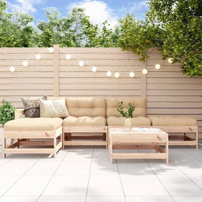 Salon de jardin 6 pcs bois de pin - vue 2