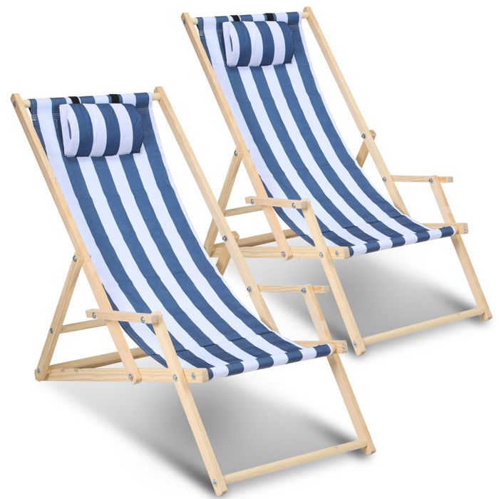 clanmacy chaise longue pivotante pliante chaise longue de plage chaise en bois bleu avec mains courantes 2x chaise longue