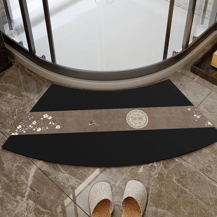 Tapis De Douche Incourbé Antidérapant Camel - 30x60x100 Cm, Lavable Et Confortable