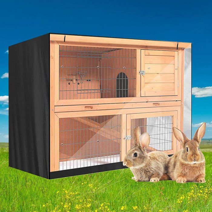 Comparer les prix de CLAPIER-Noir Housse de clapier pour Lapin, Durable 210D Housse de Cage à Lapin Thermique Double Couche Housse pour clapier pour