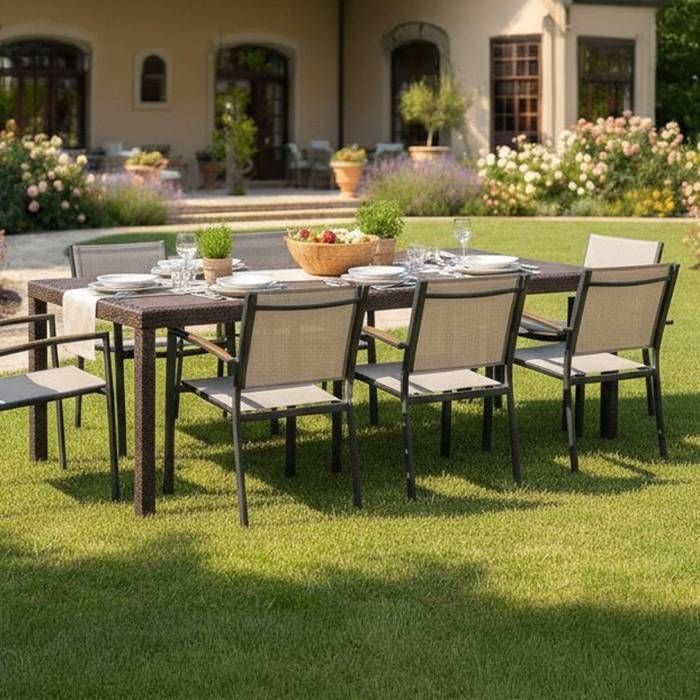 Table dextérieur Dmains - Dmora - En PVC - Marron 150x90h72 cm Table dextérieur Dmains - Dmora - En PVC - Marron 150x90h72 cm