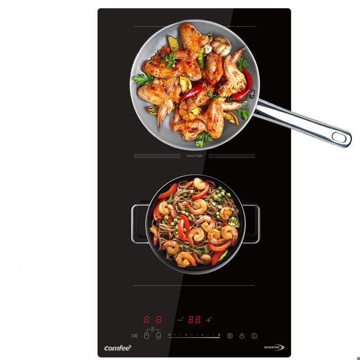Plaque à Induction Domino encastrable COMFEE - 2 Foyers avec Zone Flexible - 3500W - L52 x P288 cm CIH351D215K1 - Noir