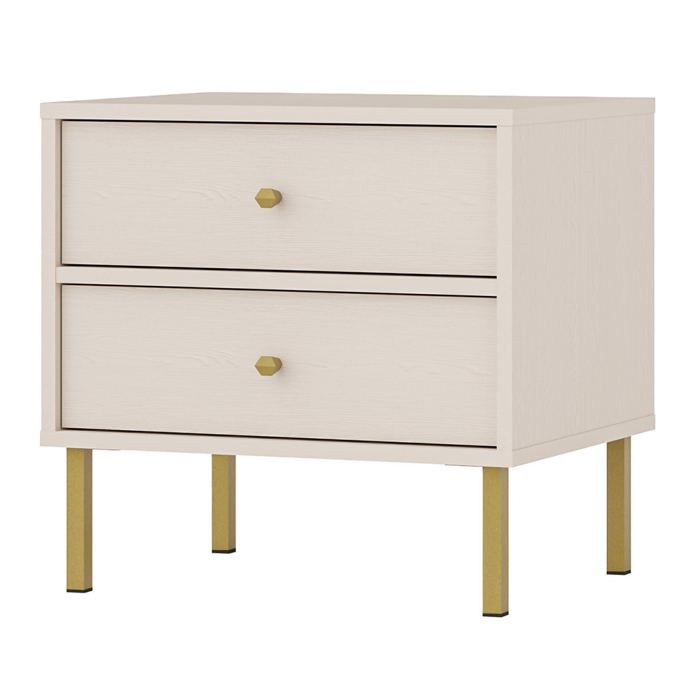 Table de chevet avec 2 tiroir - OKTIO - 52 cm - beige