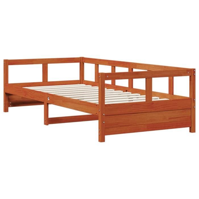 Lit banquette 2 places - Canapé/Lit de jour - multifonctionnel - cire marron 80x200 cm bois pin massif CAL7867119