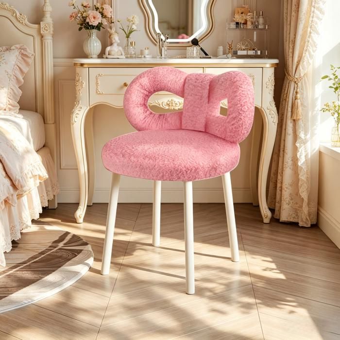 Tabouret de coiffeuse - CREMLANK - Chaise de Bureau - Robuste - Acier carbone - 37X37X46CM - ROSE