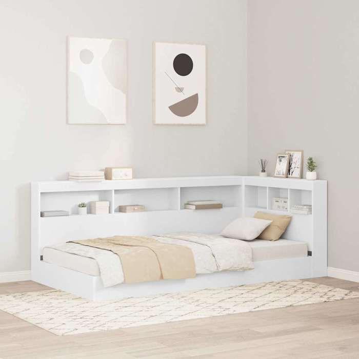 vidaXL Lit Bibliothèque Blanc 90 x 190 cm Bois dingénierie 3335749