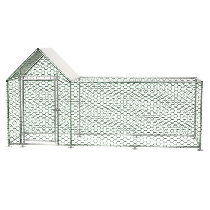 Comparer les prix de Poulailler Enclos Extérieur 326x107.2x151.5cm Métal Serrure Sécurité + Toile Pe Imperméable - Poules&lapins&petits Animaux