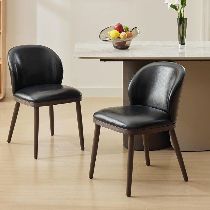 Chaises de salle à manger Lot de 2 Chaises de cuisine modernes rembourrées avec support de dossier ergonomique pour cuisine noir