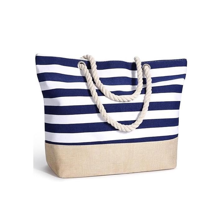 sprecenk Sac de Plage Femme Grand Sac Fourre-Tout en Été, Sacs à Main de Voyage en Toile Imperméable avec Fermeture à Glissière Cabas Femme Tote Bag pour Plage Vacances Shopping Gym