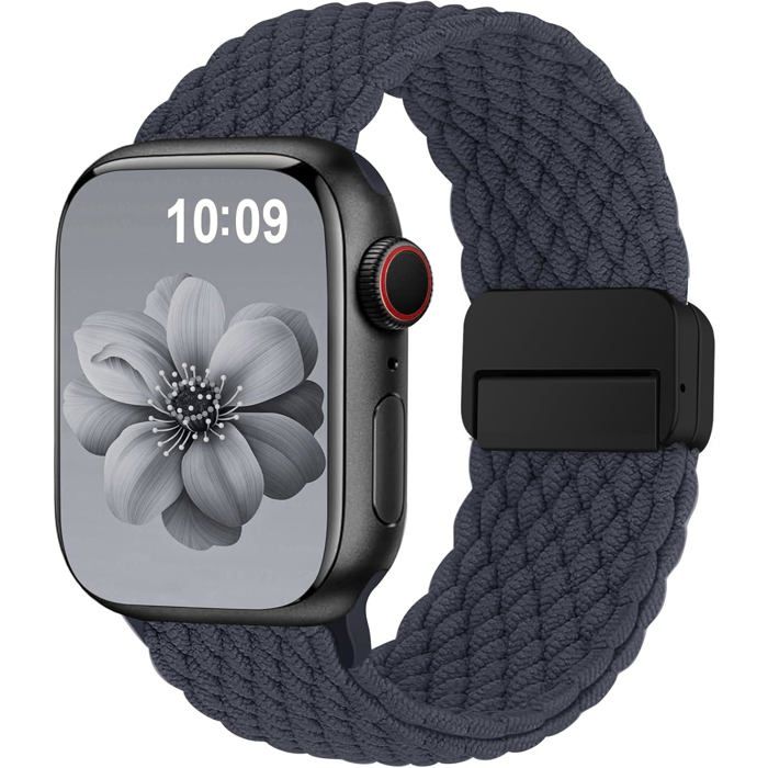 Bracelet Nylon Tressé Magnétique Compatible Apple Watch Ultra 2/Series 10-1 SE 38-49Mm Homme Femme