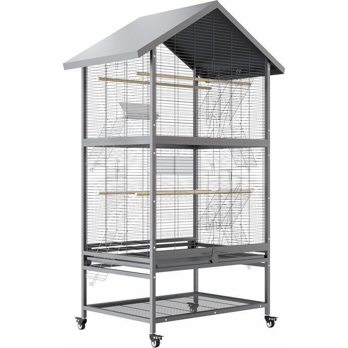 Comparer les prix de Cage oiseaux sur Roulettes Perruche Perroquet Canari Calopsitte Conure Pinson Inséparable Exterieur 80x60x167cm