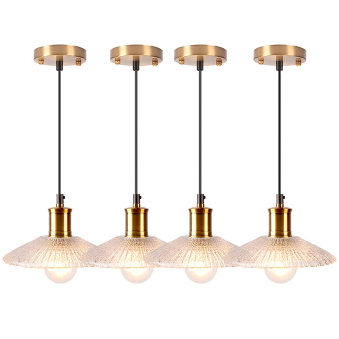 iDEGU 4x Lampe Suspension Vintage en Verre Lustre Abat-jour en Verre Design Chapeau Lampe de Plafond Style Industriel pour Salon