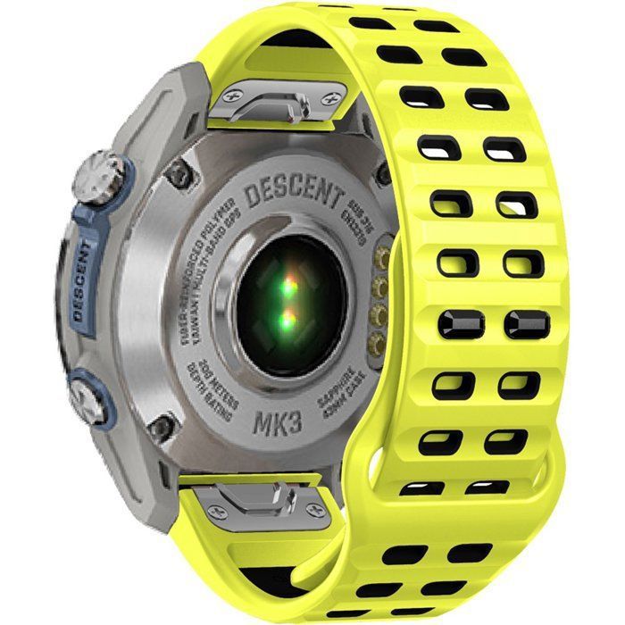 Stravo Bracelet Sport Premium Silicone Bicolore QuickFit 26 mm Garmin Fenix 5X/6X/7X/8 Tactix Enduro Descent - Vert fluo/Noir