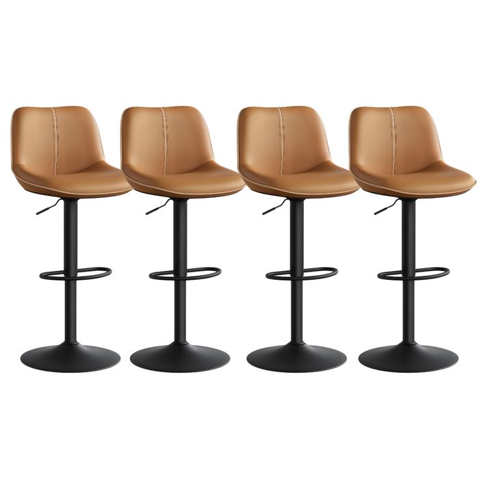 Tabourets de bar - Lot de 4 - Pivotants - Réglables - Marron caramel - Design moderne