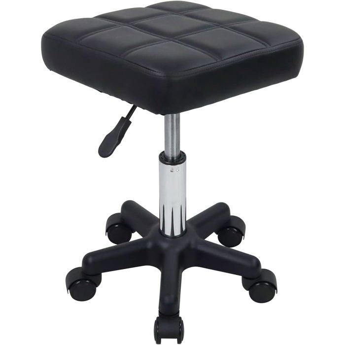 Tabouret pivotant - FURWOO - Modèle SPA - Cuir synthétique - Hauteur réglable 45–61 cm - Noir