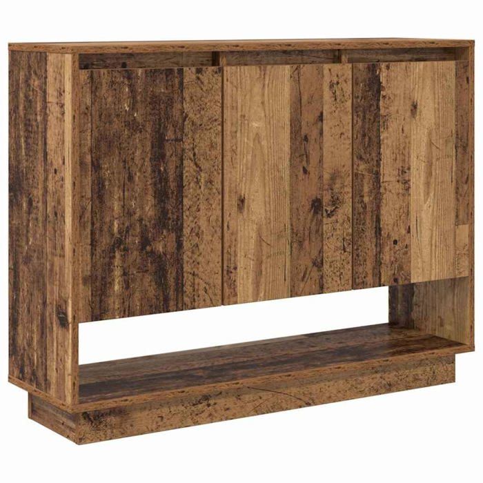 Buffet en bois massif rustique - vidaXL - 97x29x75 cm - Trois portes - Bois récupéré - Rangement spacieux