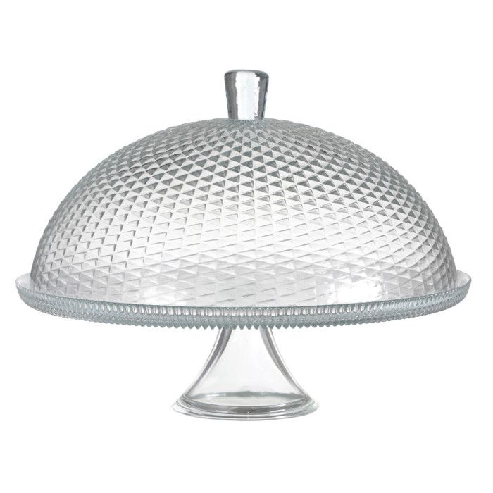 Plat à gâteaux en verre avec cloche Ø 30 cm H 25 cm - Présentoir pâtisserie