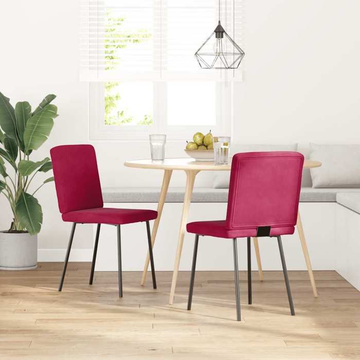 NEW 2026 Chaises à manger lot de 2 Chaises de Cuisine/BUREAU Rouge bordeaux Velours 45x54x83 cm L676