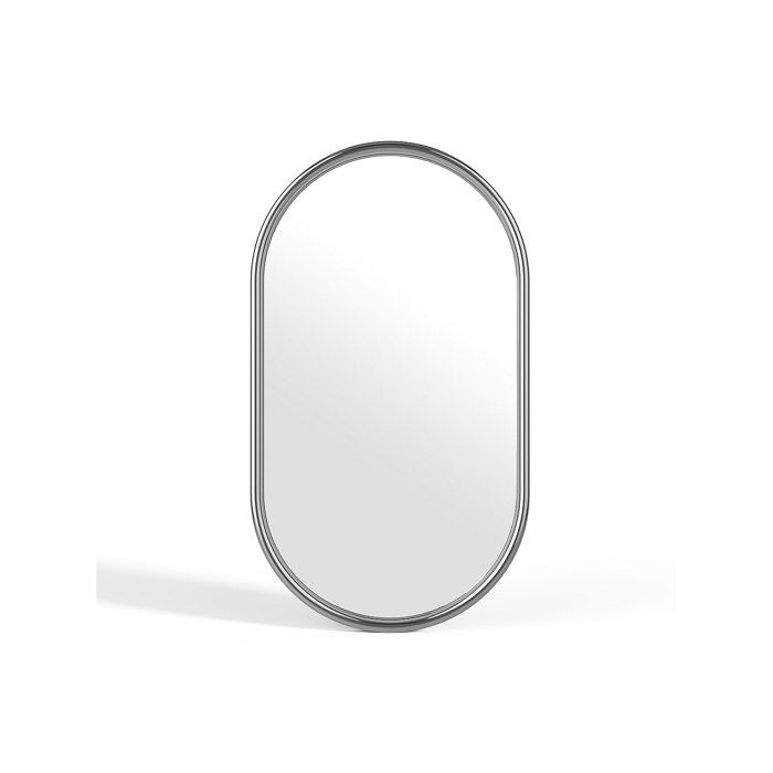 Miroir mural ovale en acier inoxydable - L. 40 x H. 70 cm - Chromé - REFLEYA
