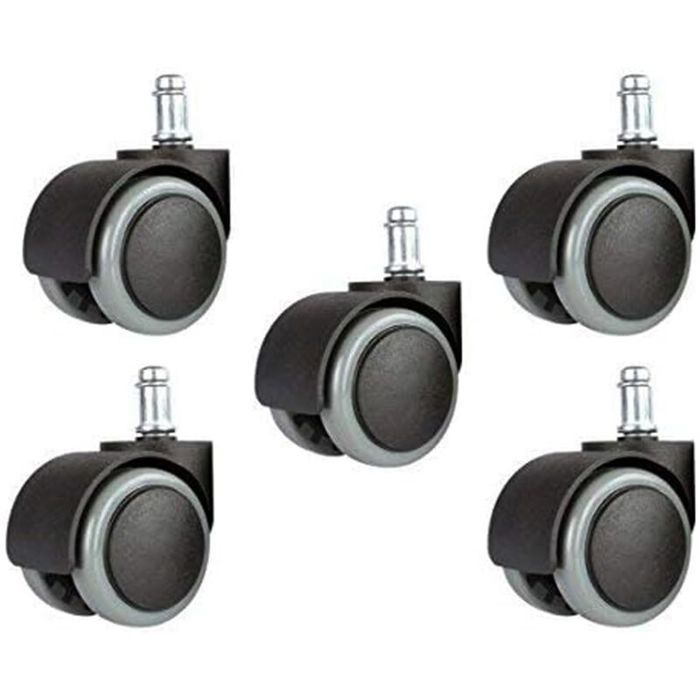 Roues de rechange pour chaise de bureau - MHY® - Lot de 5 - 5 1 cm - 11 mm - Noir/Gris - Roulement silencieux