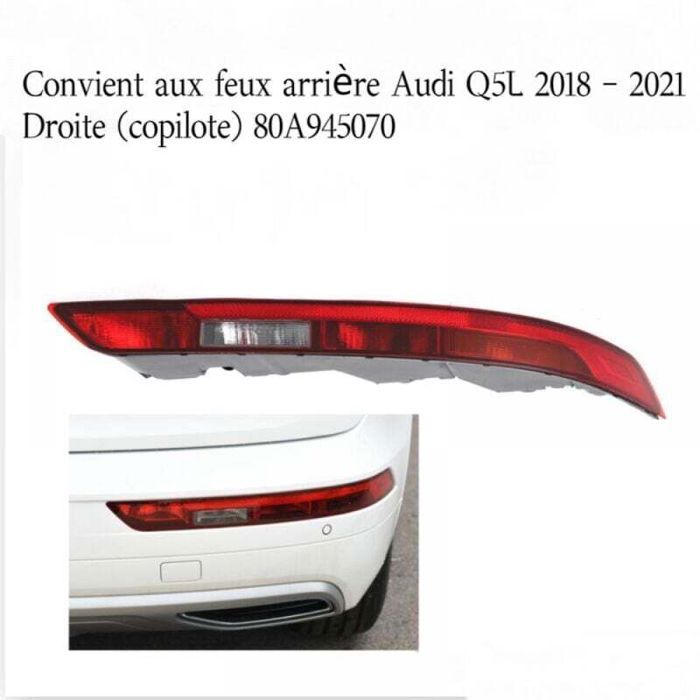 Réflecteur de pare-chocs arrière - PZCC - Audi Q5 2018-2021 - Remplacement feu inférieur droit