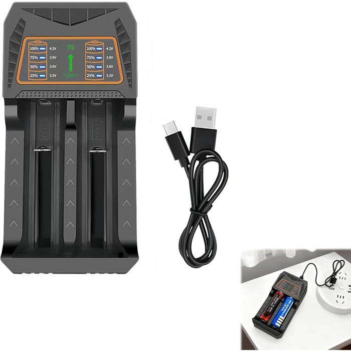 Chargeur Accu 18650 Universel avec Charge Rapide pour Piles Rechargeables Li-ION 3 7V(18650 18490 18350 17670 17500 16340 14500)